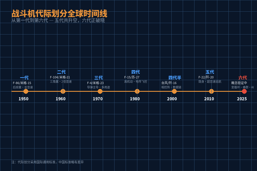 战斗机代际划分全球时间线