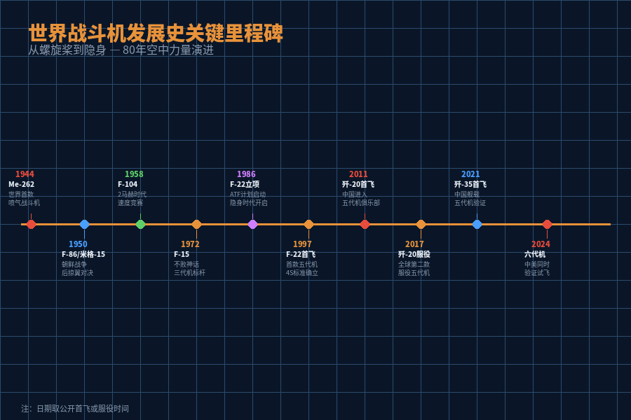 世界战斗机发展史关键里程碑时间线